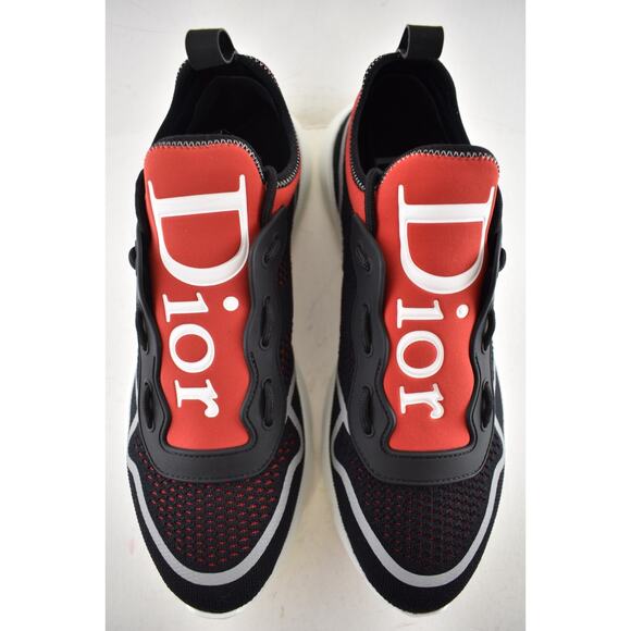 Dior Mens B21 Neo Black Red White Tech Knit Low Top Flat Trainer Sneakers 44 11 - Picture 11 of 15